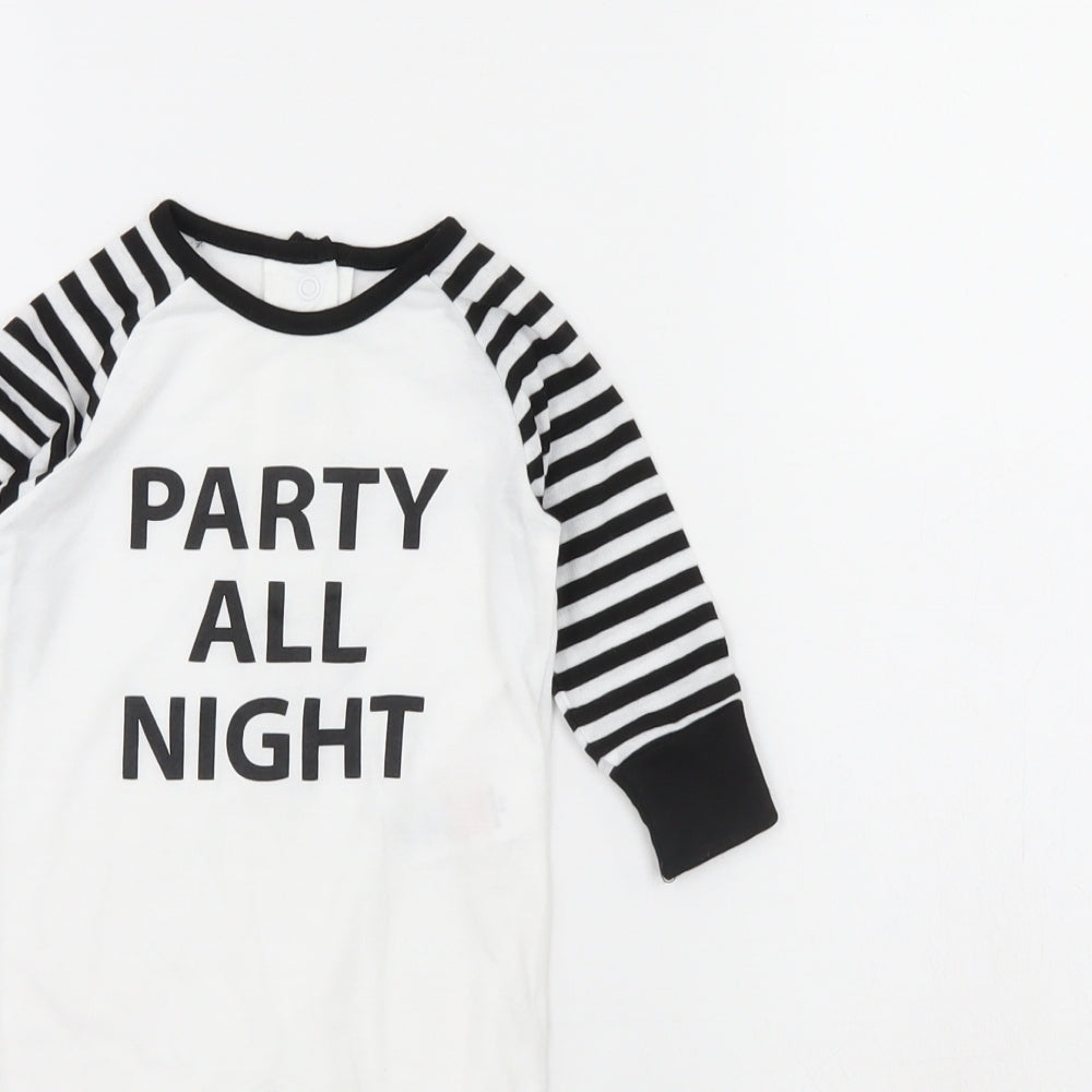 Matalan Baby White Striped  Babygrow One-Piece Size 0-3 Months  - party all night