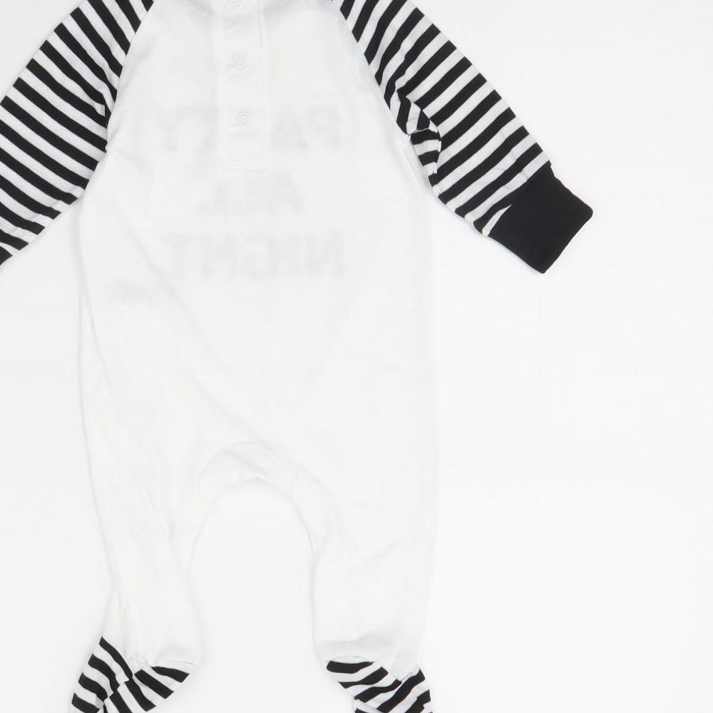 Matalan Baby White Striped  Babygrow One-Piece Size 0-3 Months  - party all night