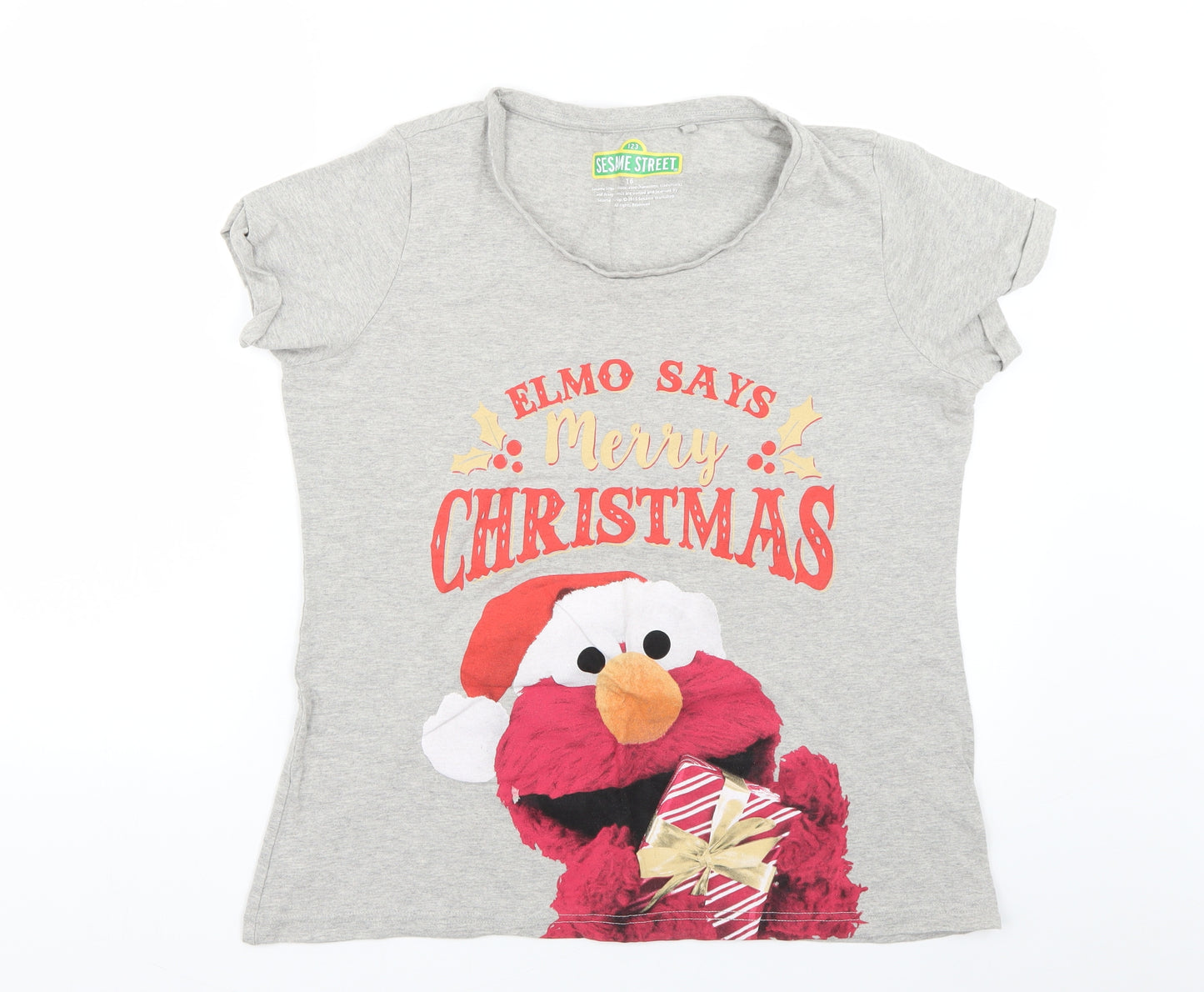 George Womens Grey Geometric  Basic T-Shirt Size 16  - Christmas