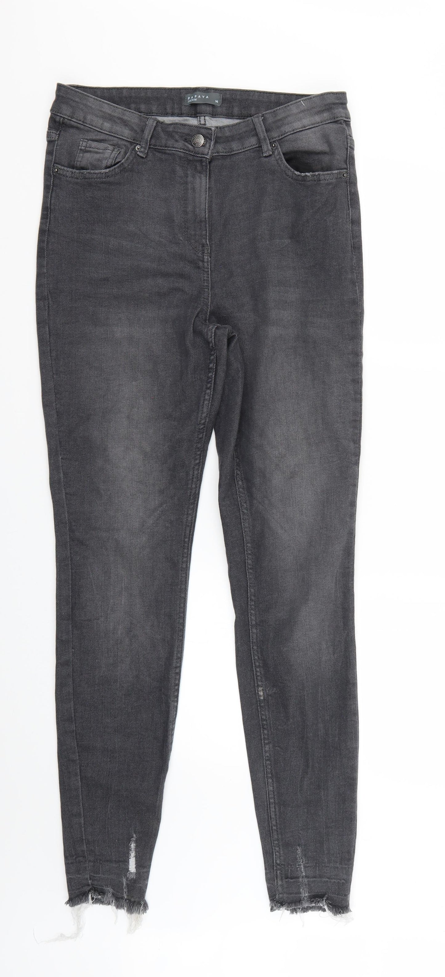 Papaya Womens Grey Houndstooth  Skinny Jeans Size 14 L29 in