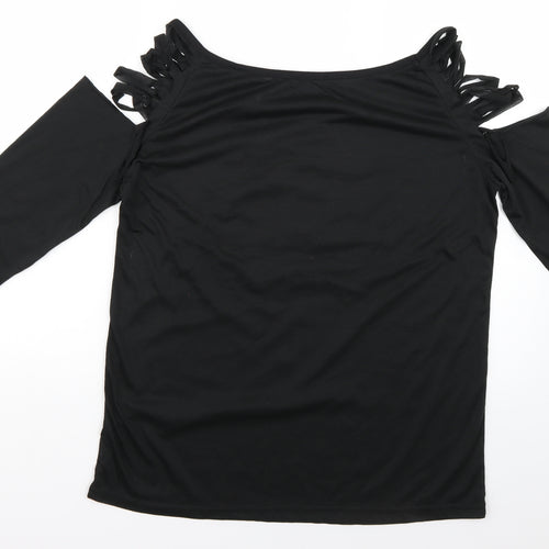 Preworn Womens Black Geometric  Basic T-Shirt Size 2XL