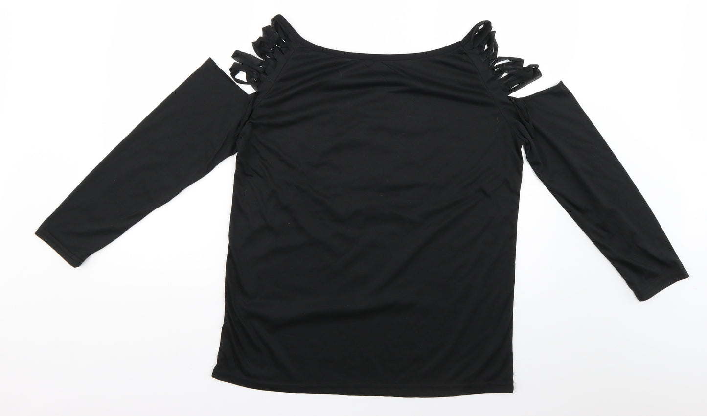 Preworn Womens Black Geometric  Basic T-Shirt Size 2XL