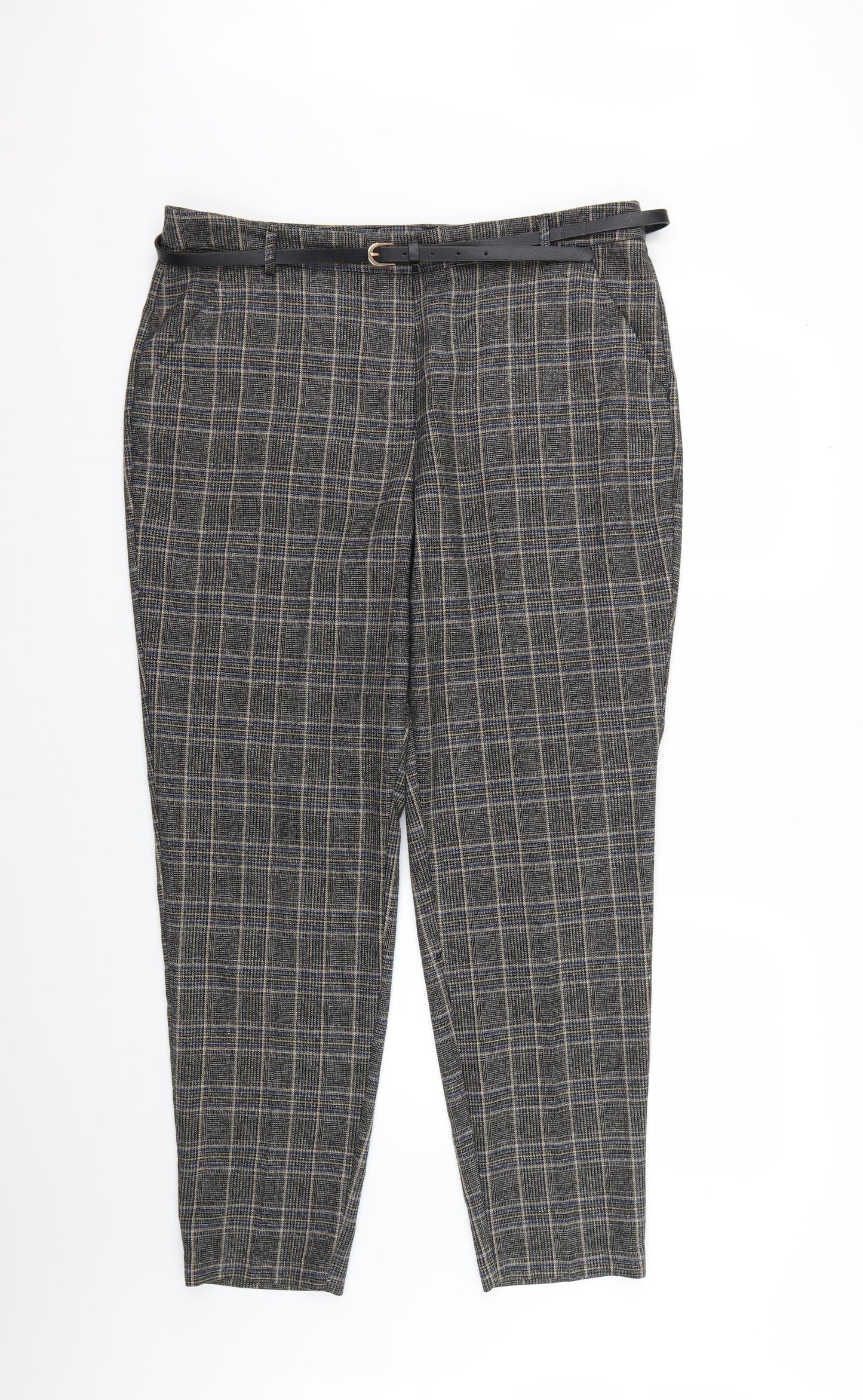 TU Womens Brown Check  Trousers  Size 16 L28 in