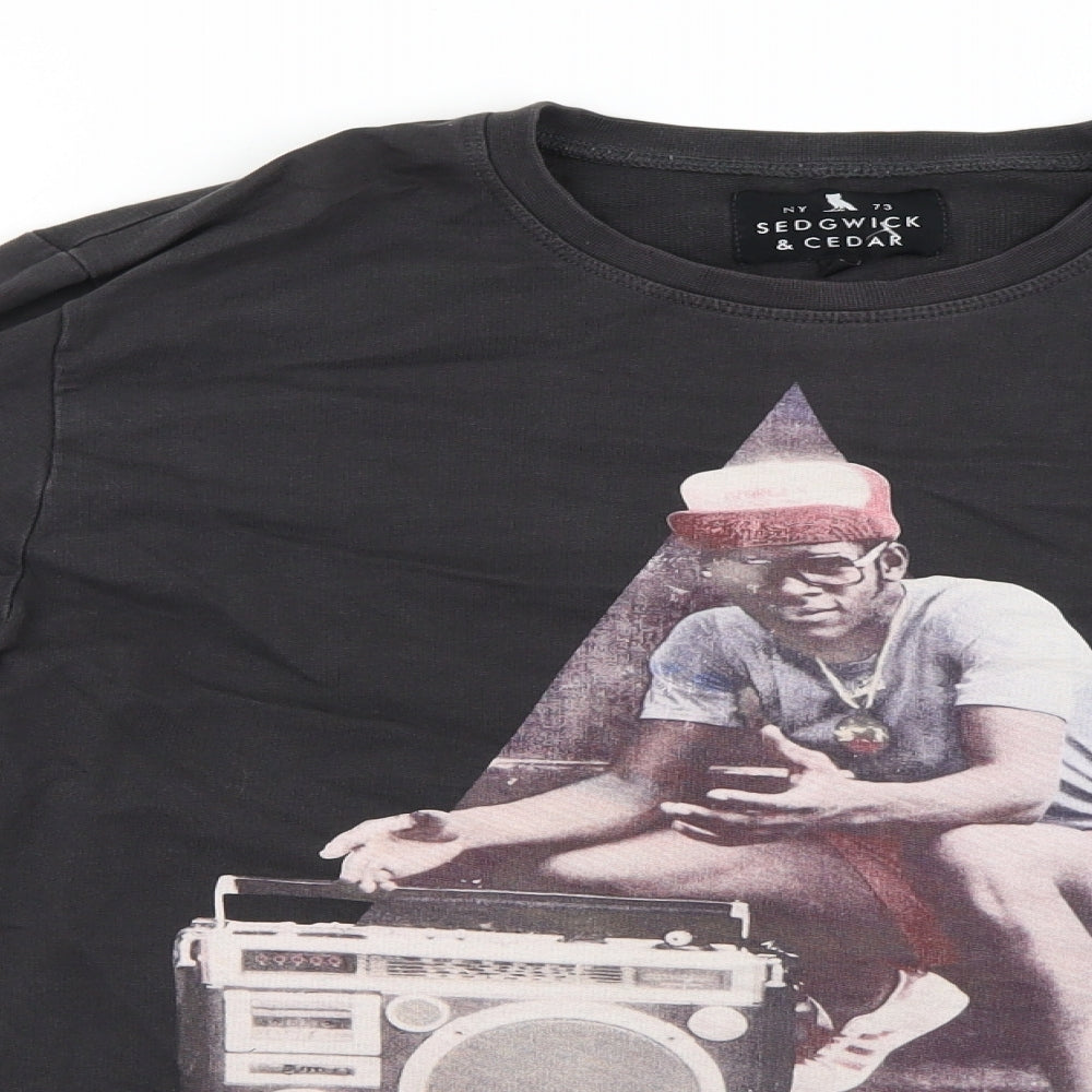 sedgwick & cedar Womens Black Geometric  Pullover Jumper Size M