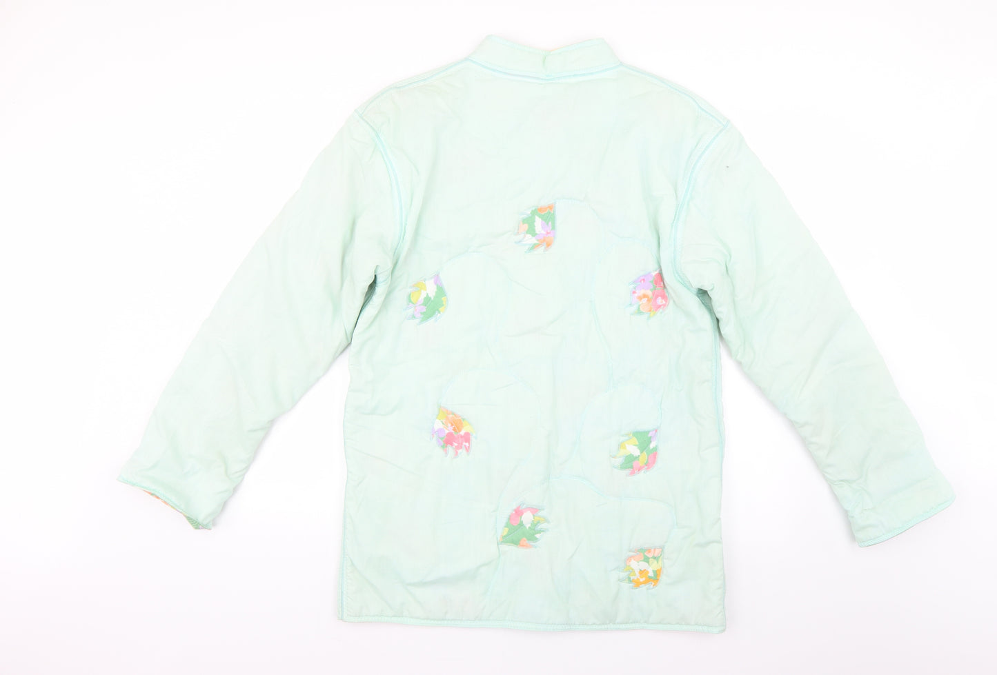 Anna David Womens Green Floral  Jacket Coat Size 14