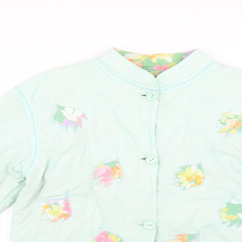 Anna David Womens Green Floral  Jacket Coat Size 14