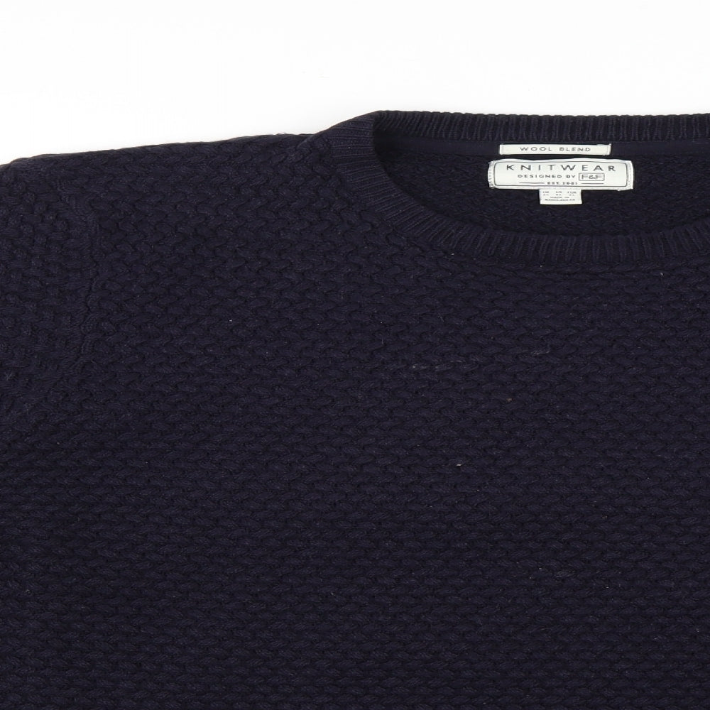 F&F Womens Blue Houndstooth  Pullover Jumper Size XL