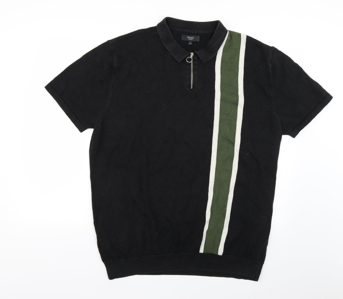 NEXT Mens Black Colourblock   Polo Size 2XL