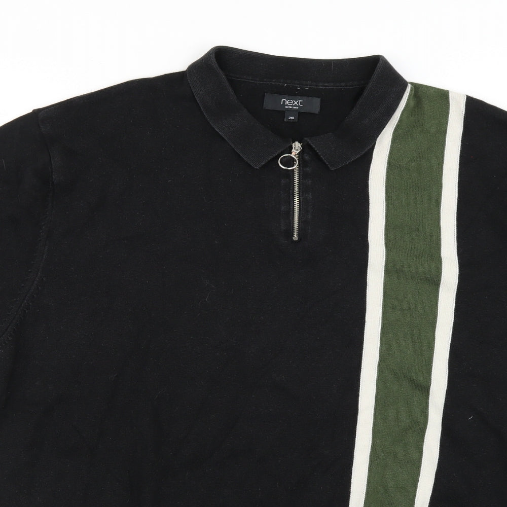 NEXT Mens Black Colourblock   Polo Size 2XL