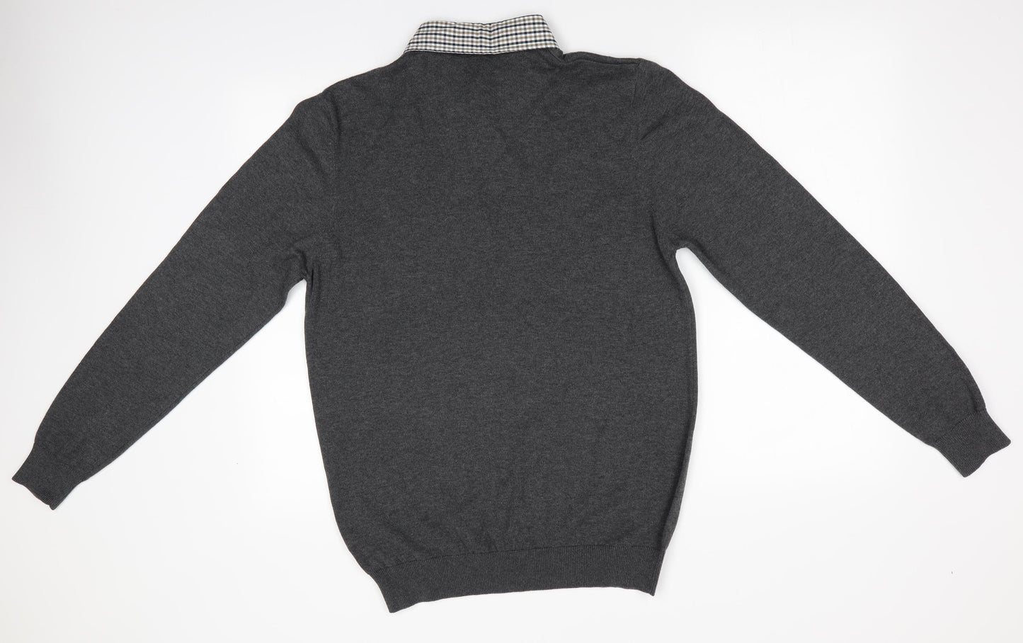 Gerorge Mens Grey   Pullover Jumper Size S  - Mock Shirt Underneath