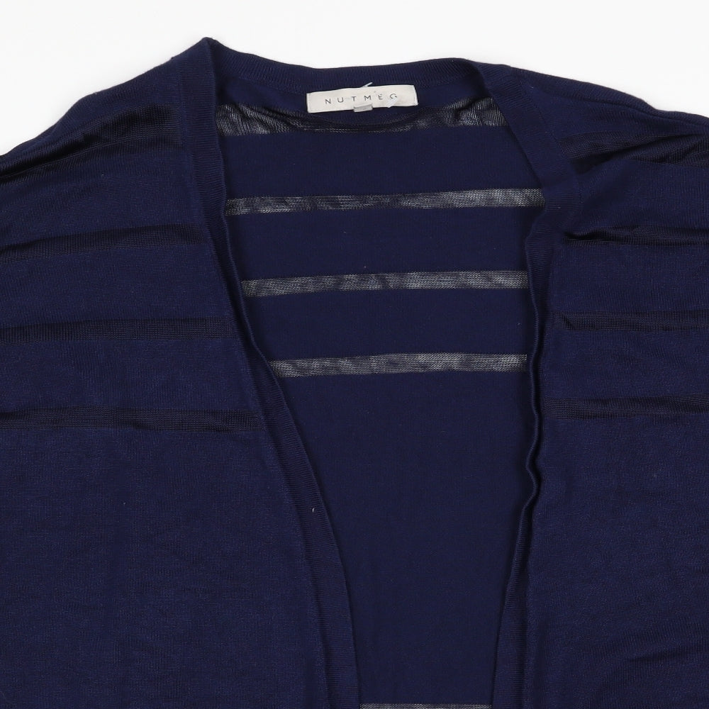 Nutmeg Womens Blue Striped  Cardigan Jumper Size 14