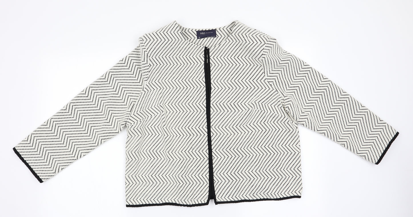 Marks and Spencer Womens Ivory Striped  Jacket  Size 16