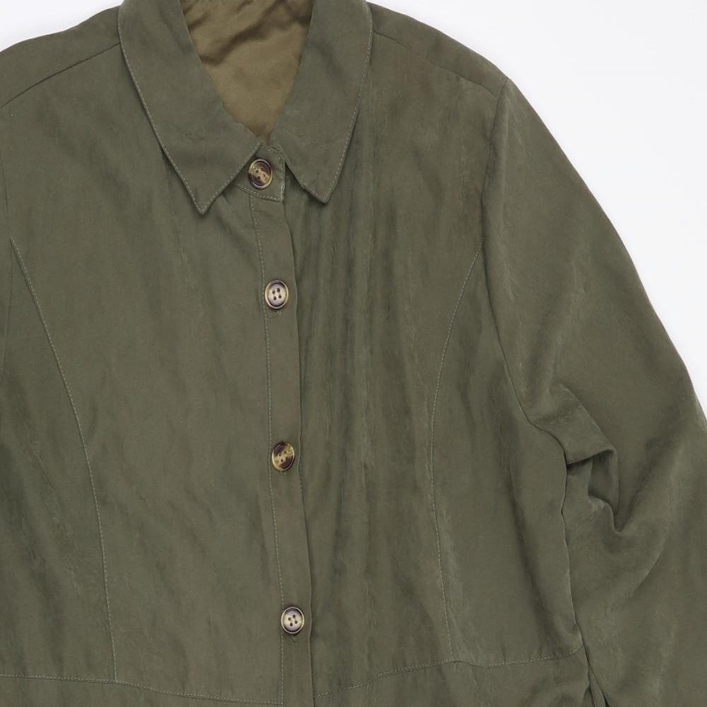 Yuan Womens Green   Overcoat Coat Size 18  - Suede Effect