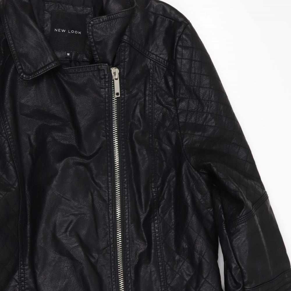 New Look Womens Black   Jacket Coat Size 16  - Leather Effect