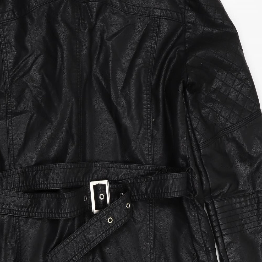 New Look Womens Black   Jacket Coat Size 16  - Leather Effect