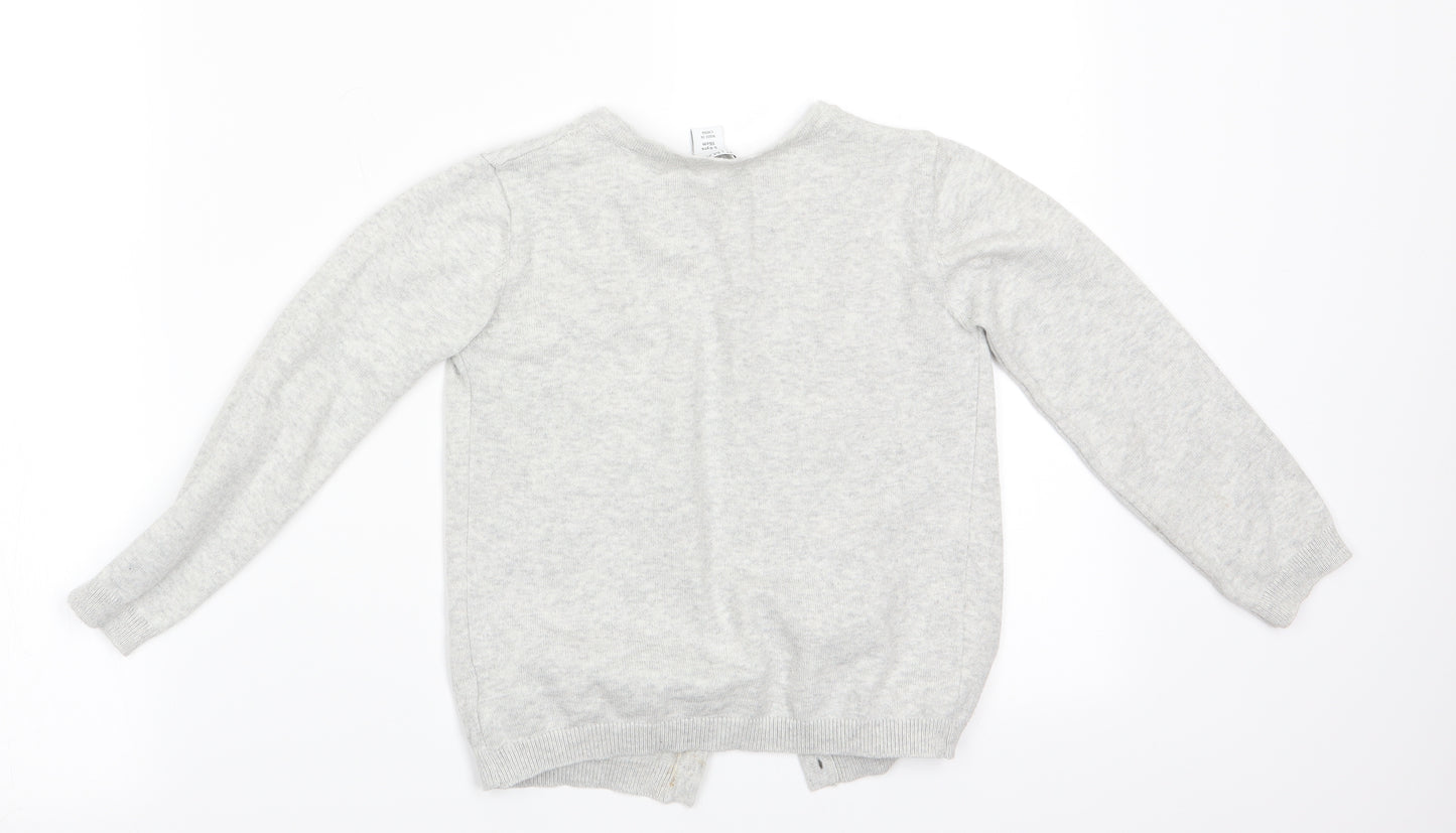 Primark Girls Grey Animal Print  Cardigan Jumper Size 5-6 Years  - Butterflies