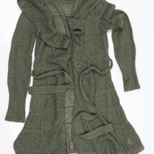 River Island Womens Green   Cardigan Jumper Size 10  - Collared Waterfall Cardigan