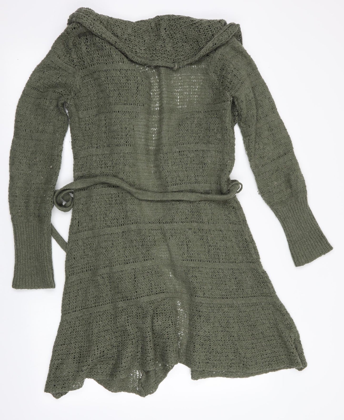 River Island Womens Green   Cardigan Jumper Size 10  - Collared Waterfall Cardigan