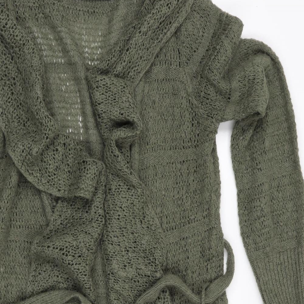River Island Womens Green   Cardigan Jumper Size 10  - Collared Waterfall Cardigan