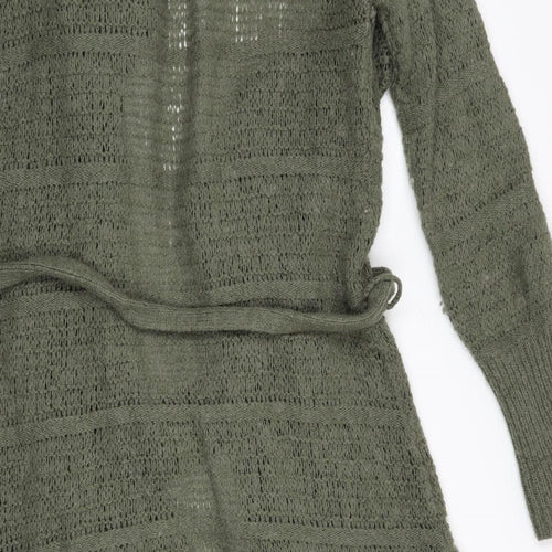 River Island Womens Green   Cardigan Jumper Size 10  - Collared Waterfall Cardigan