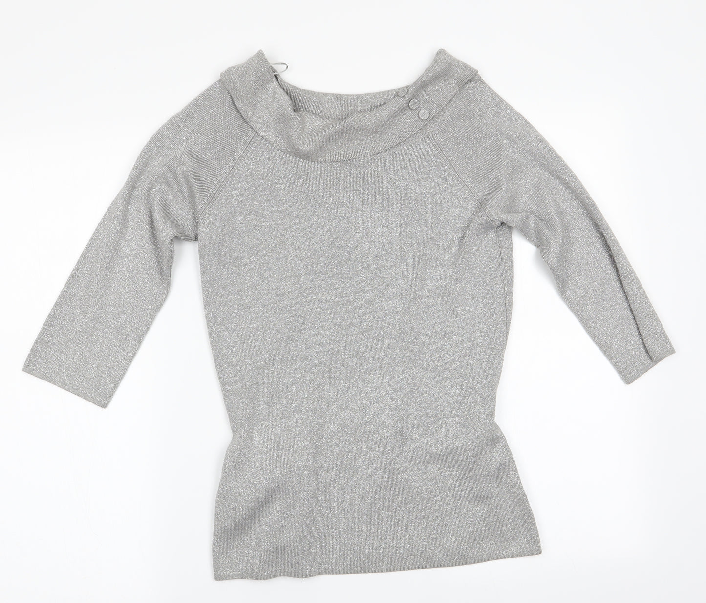 Wallis Womens Silver   Pullover Jumper Size 12  - Sparkley