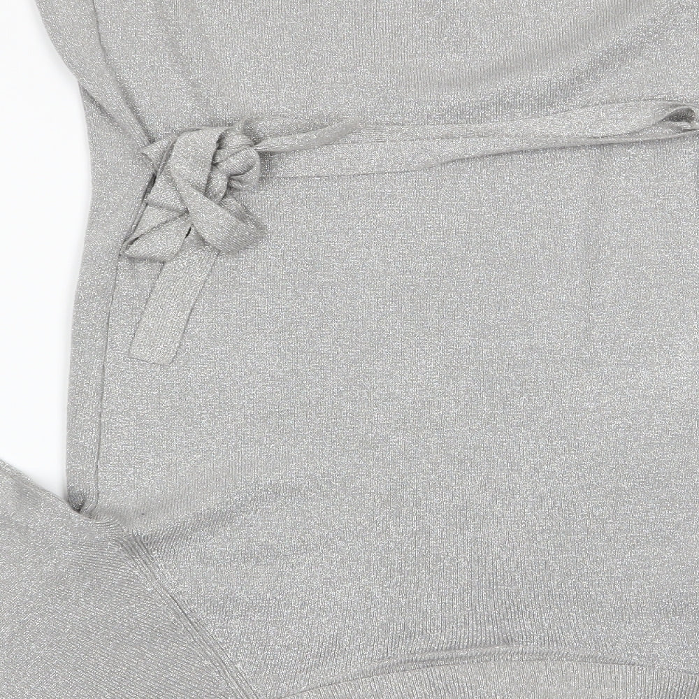 Wallis Womens Silver   Pullover Jumper Size 12  - Sparkley