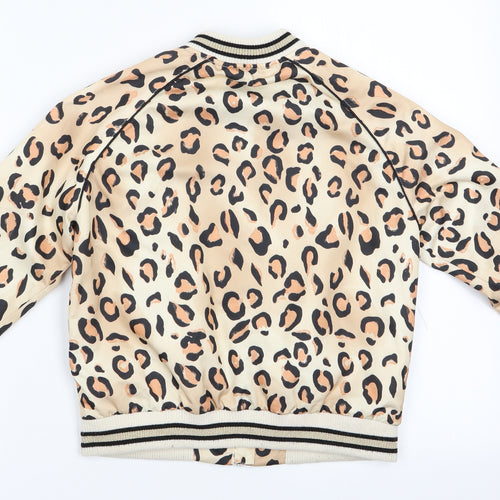 River Island Girls Orange Animal Print  Bomber Jacket Coat Size 9-10 Years  - Glitter effect ribbing