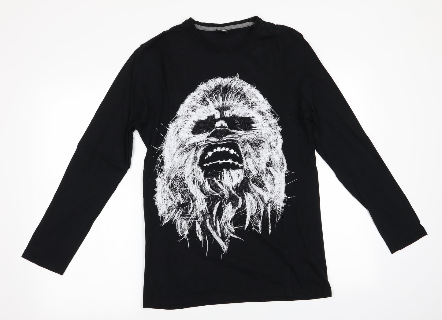 Disney Mens Black Animal Print   Pyjama Top Size S  - Star wars Chewbacca