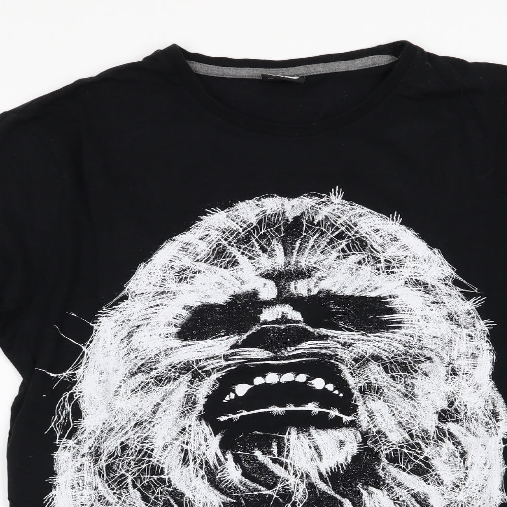 Disney Mens Black Animal Print   Pyjama Top Size S  - Star wars Chewbacca