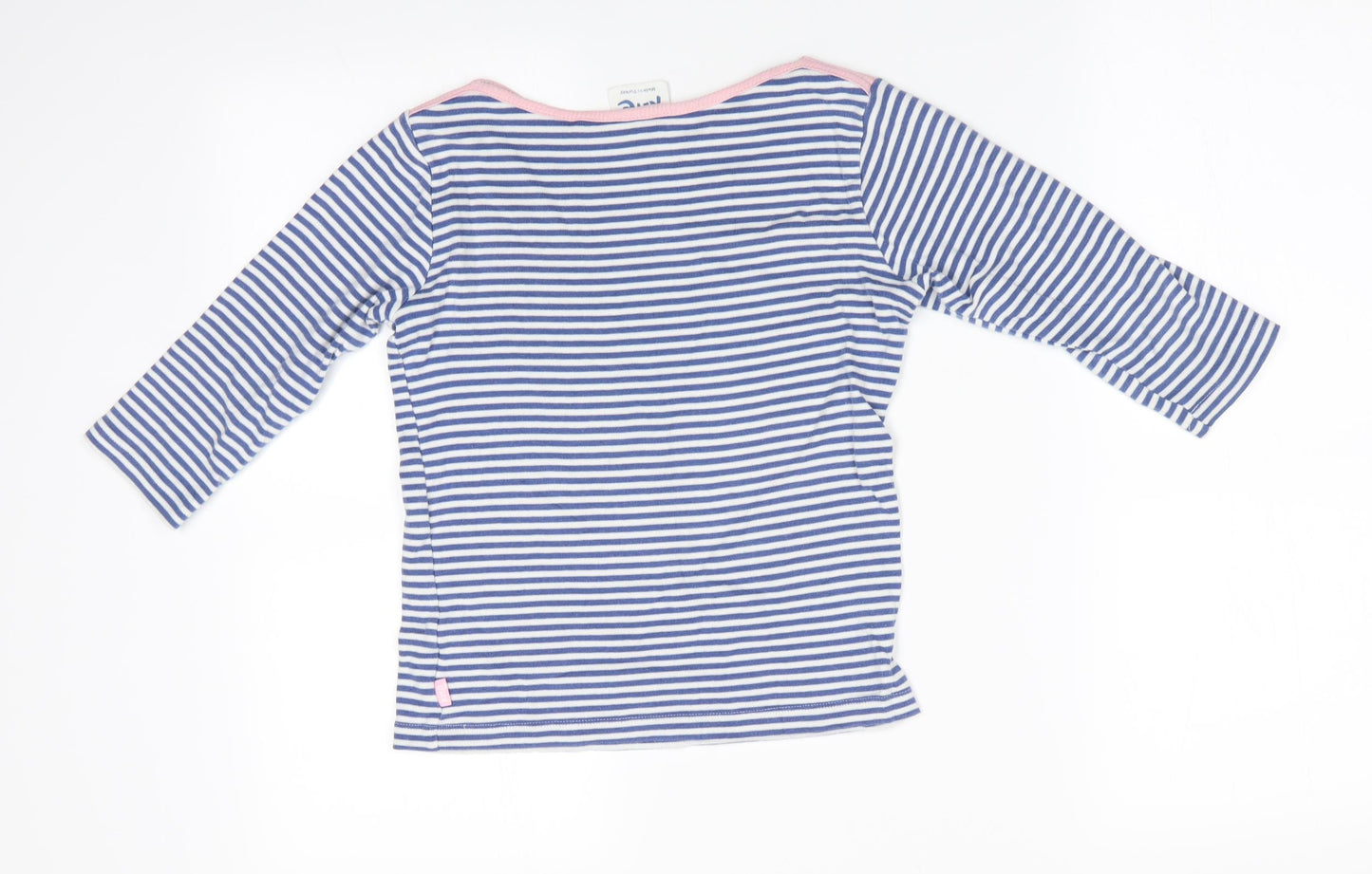 Kite Girls Blue Striped  Basic T-Shirt Size 9 Years  - Cat Face