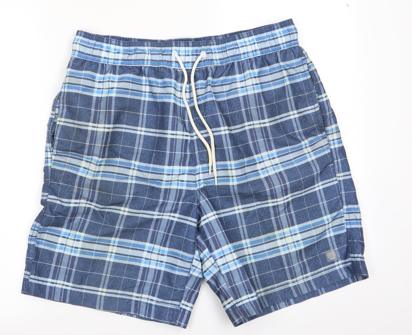 George Mens Blue Check  Bermuda Shorts Size M - Swim Shorts