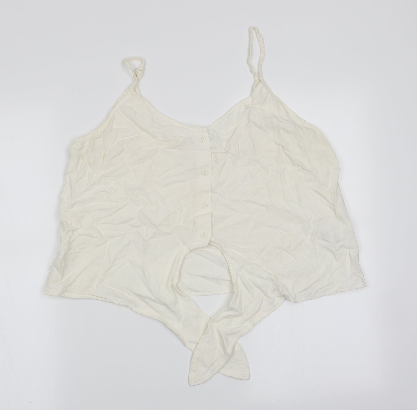 Topshop Womens Ivory   Camisole T-Shirt Size 16  - Front Tie Top
