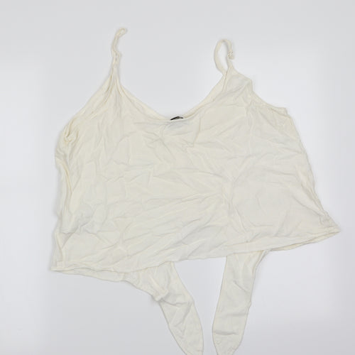 Topshop Womens Ivory   Camisole T-Shirt Size 16  - Front Tie Top