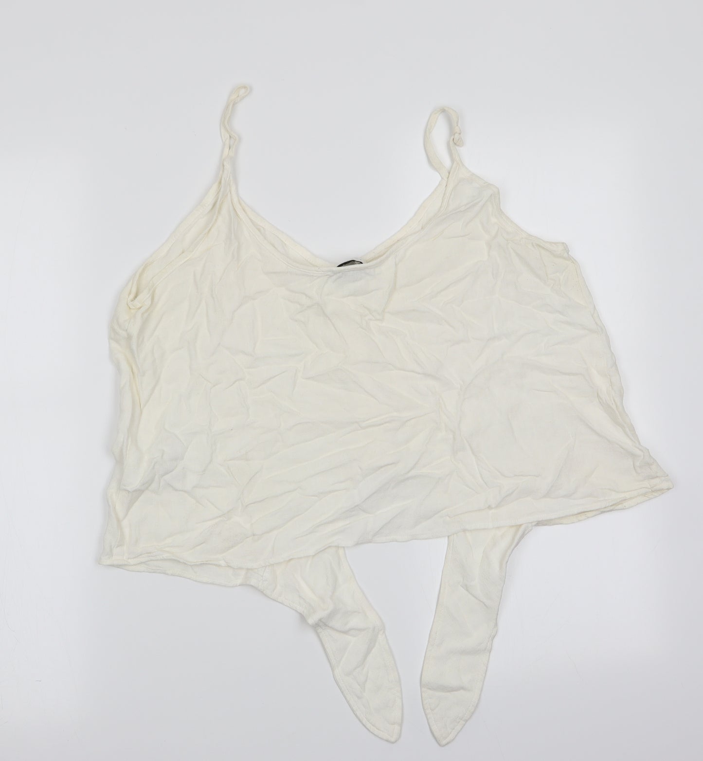 Topshop Womens Ivory   Camisole T-Shirt Size 16  - Front Tie Top