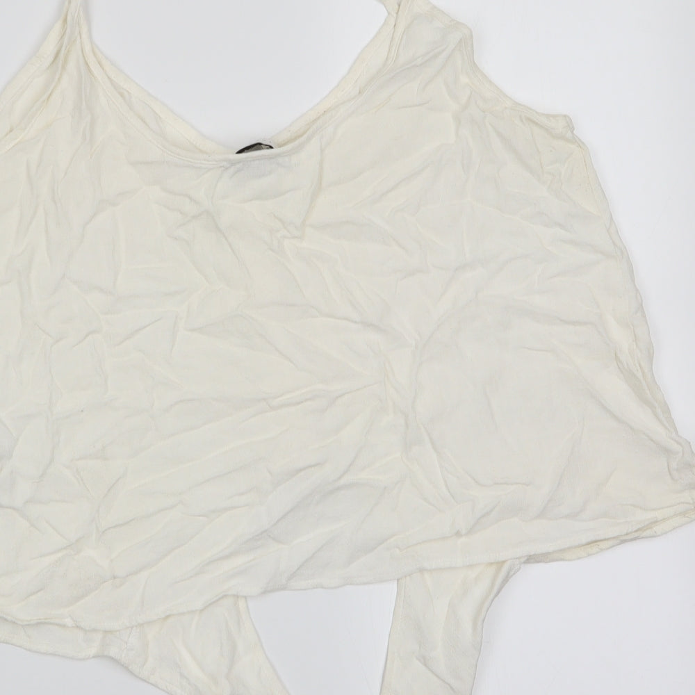Topshop Womens Ivory   Camisole T-Shirt Size 16  - Front Tie Top