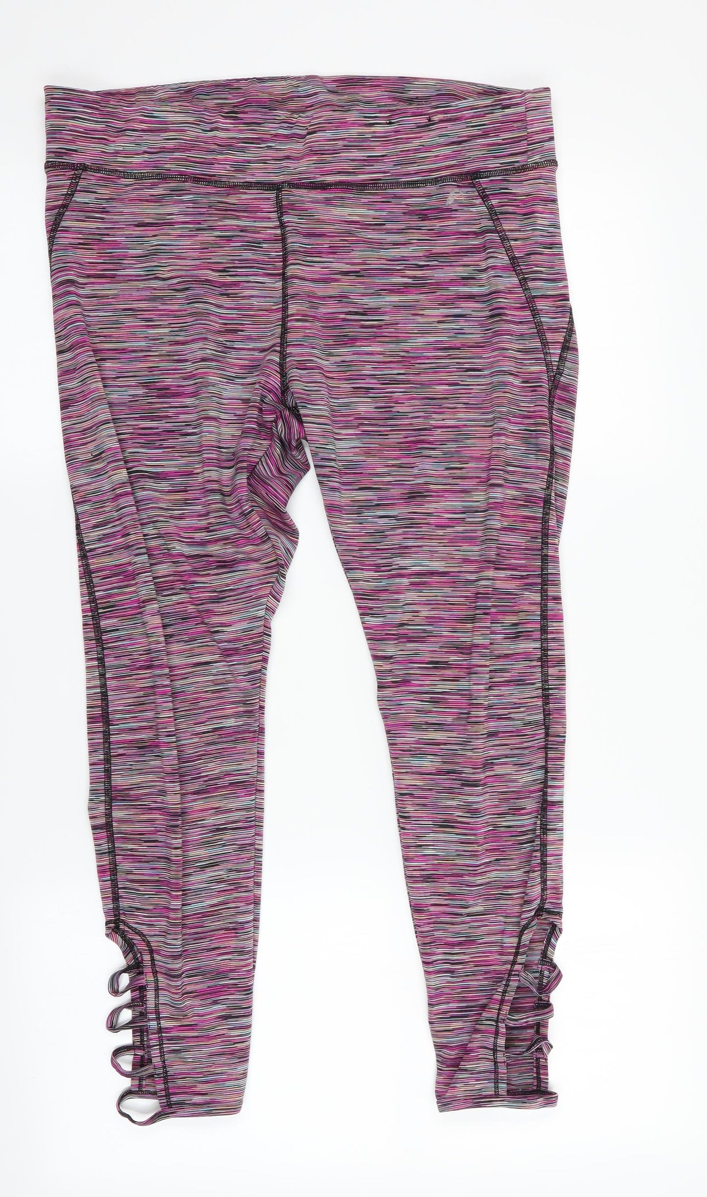 Florence and Fred Womens Multicoloured Striped  Pedal Pusher Leggings Size L L25 in - Cut out detail