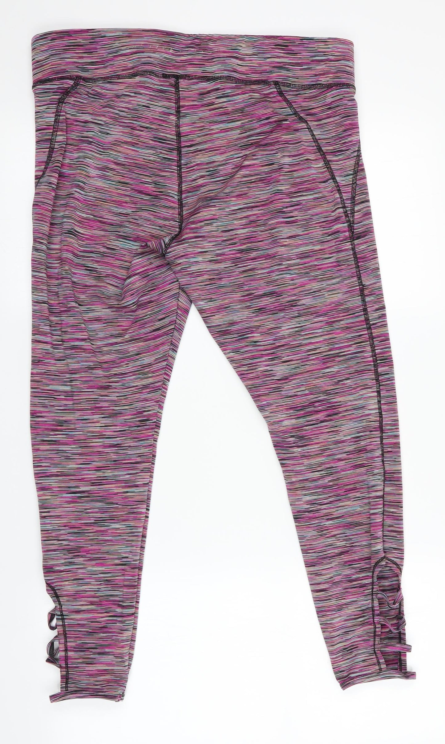 Florence and Fred Womens Multicoloured Striped  Pedal Pusher Leggings Size L L25 in - Cut out detail