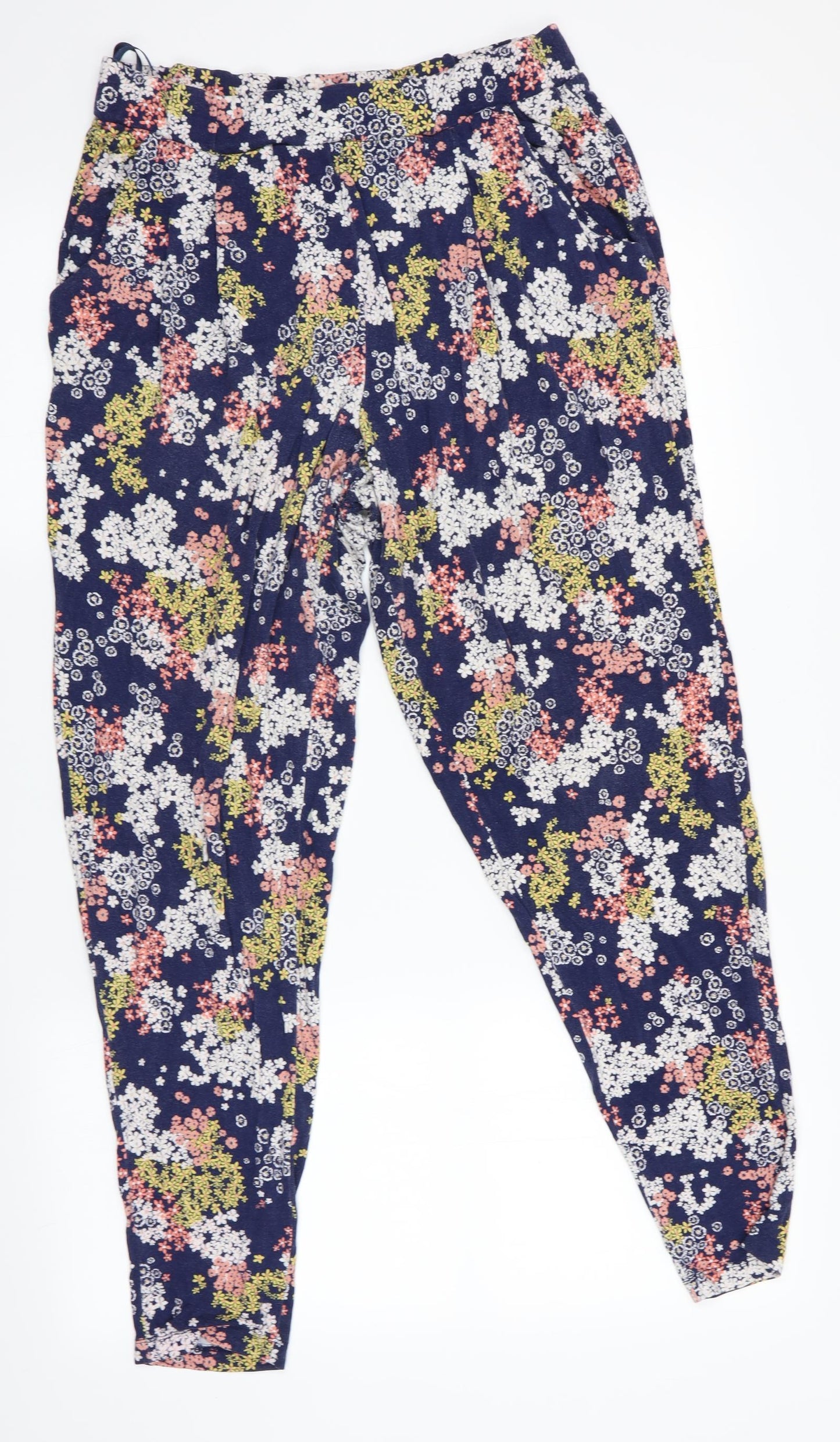 Nutmeg Womens Blue Floral  Jegging Trousers Size 14 L28 in