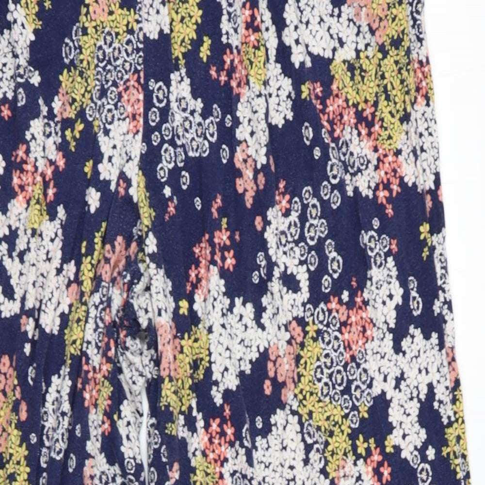 Nutmeg Womens Blue Floral  Jegging Trousers Size 14 L28 in
