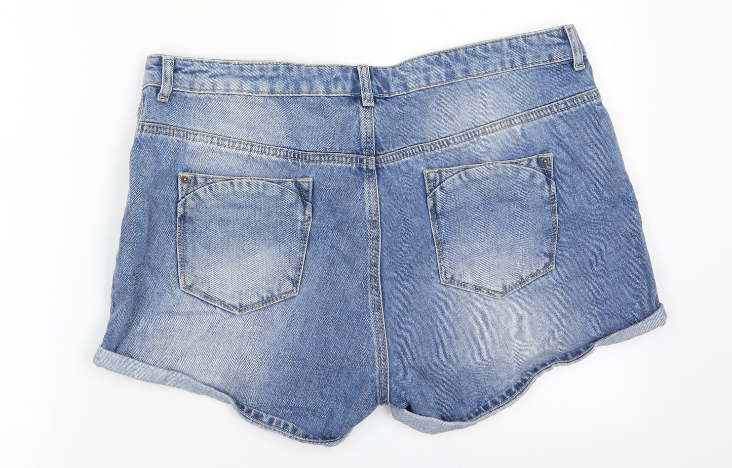 Lola Style Womens Blue Floral  Hot Pants Shorts Size 16 - Daisies
