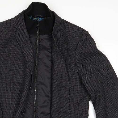 Next Tailoring Mens Grey Houndstooth  Jacket Sport Coat Size 40  - Mock Bodywarmer