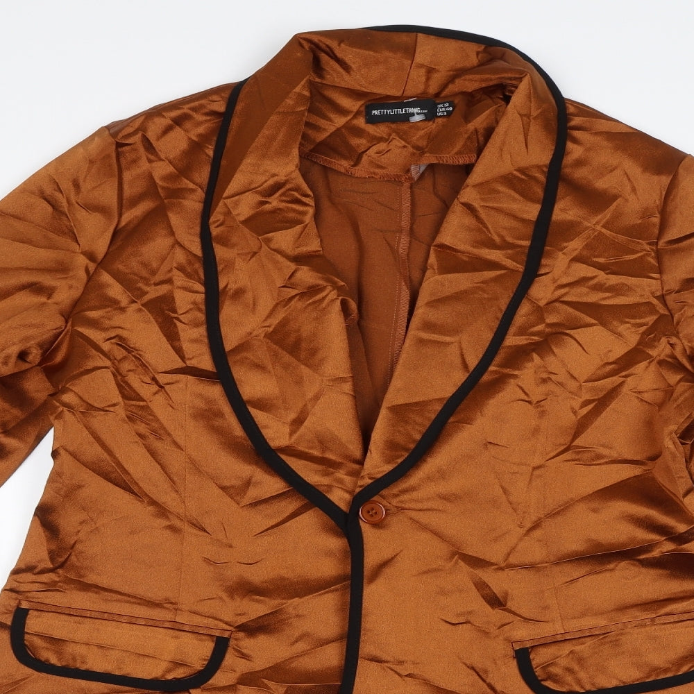 PRETTYLITTLETHING Womens Brown   Jacket Blazer Size 12