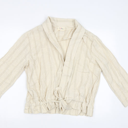 My Sunday Morning Womens Beige Striped  Jacket Blazer Size M