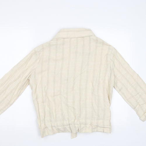 My Sunday Morning Womens Beige Striped  Jacket Blazer Size M