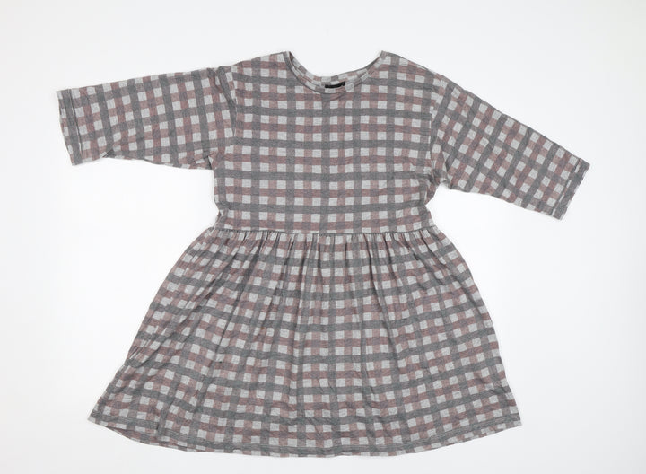 Topshop Womens Grey Check  Fit & Flare  Size 10