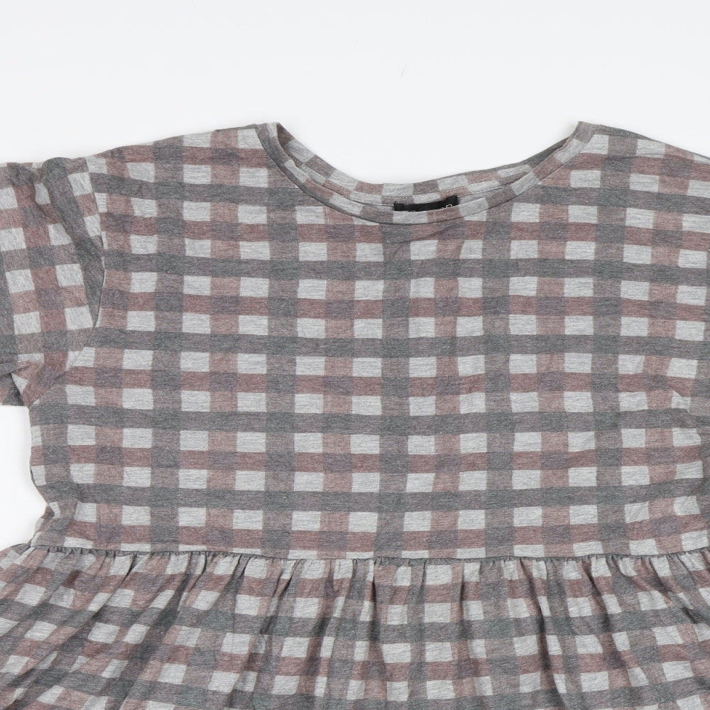 Topshop Womens Grey Check  Fit & Flare  Size 10