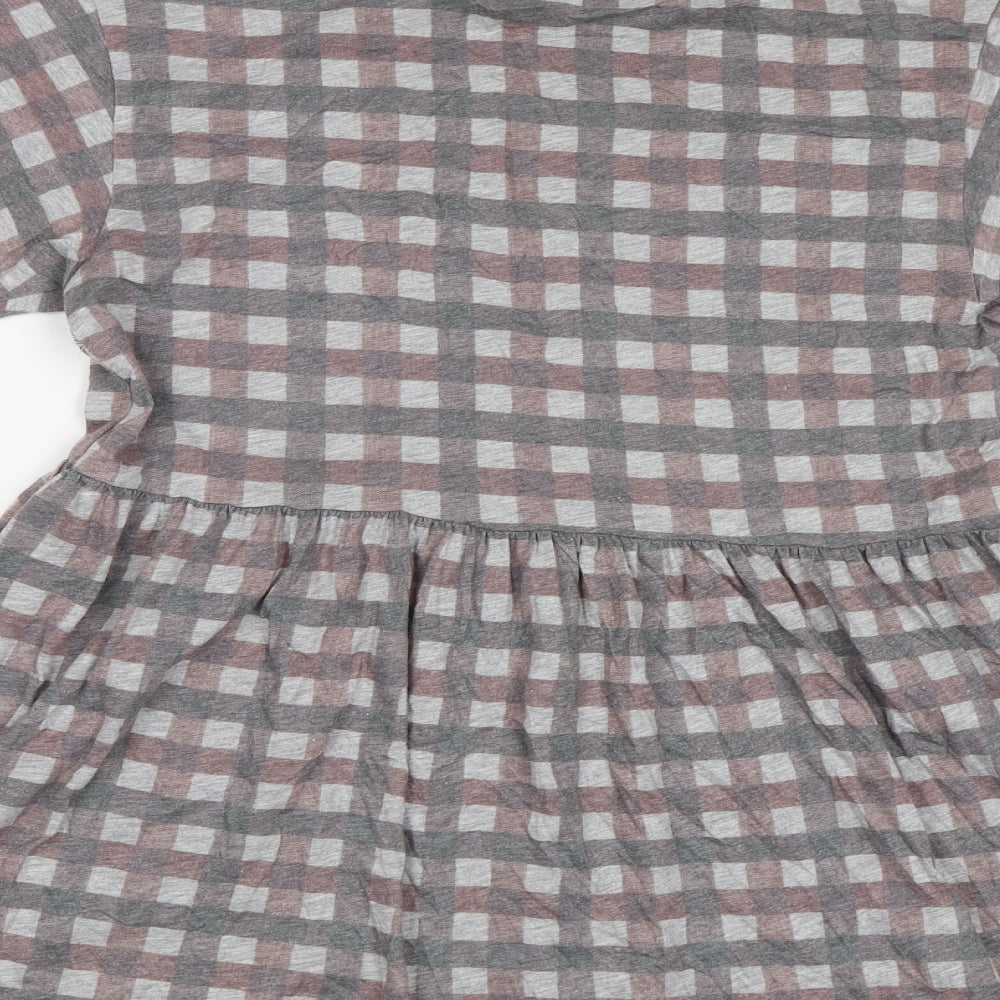 Topshop Womens Grey Check  Fit & Flare  Size 10