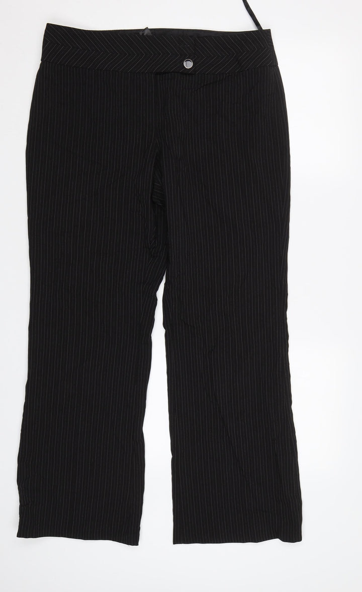 Debenhams Womens Black Striped  Dress Pants Trousers Size 14 L30 in