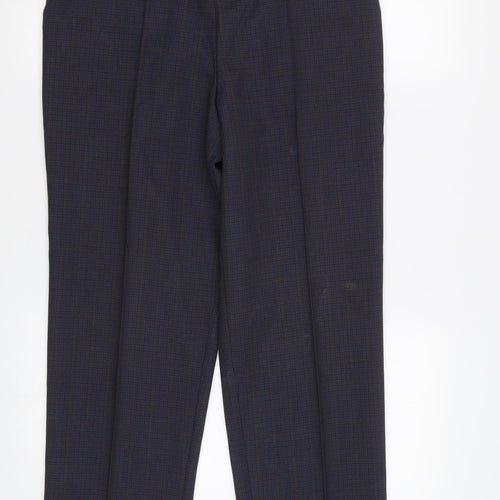 M&S Womens Blue Check  Dress Pants Trousers Size 12 L27 in