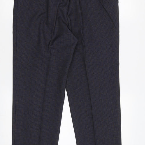 M&S Womens Blue Check  Dress Pants Trousers Size 12 L27 in